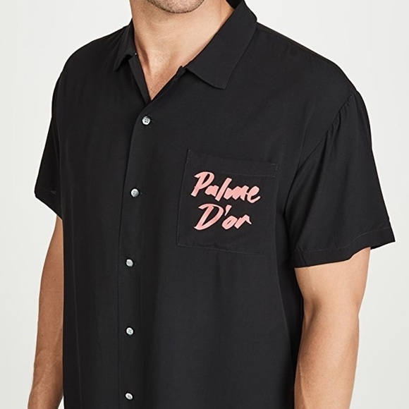 NWT Double Rainbouu Palm Tree Print Hawaiian Shirt BLACK - Picture 4 of 12